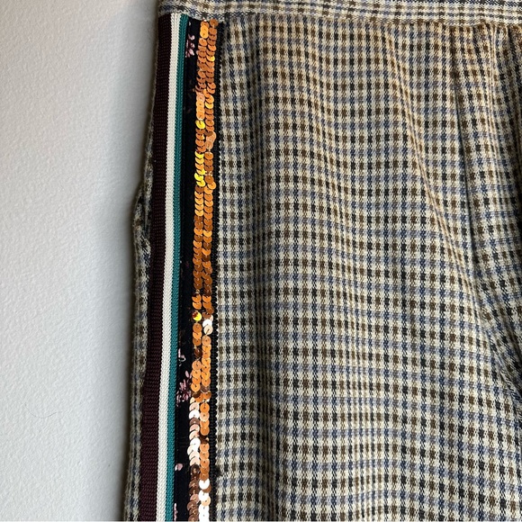 Maeve by Anthropologie Plaid Sequin Flare Women Slack Pants XS - Picture 10 of 11